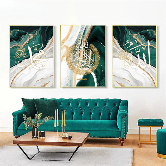 Elegante Verfijning: Abstract Groen Goud Marmer