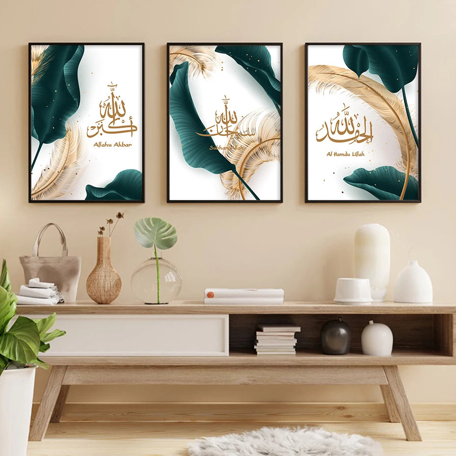 Luxe Islamitische Arabische Kalligrafie Goud Groen